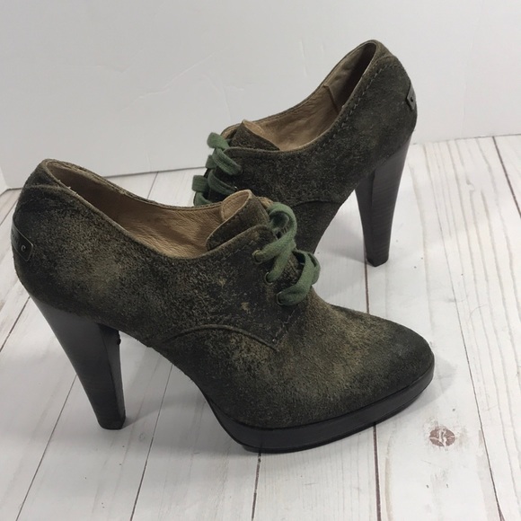 Frye Shoes - Frye Harlow distressed heeled lace up oxfords